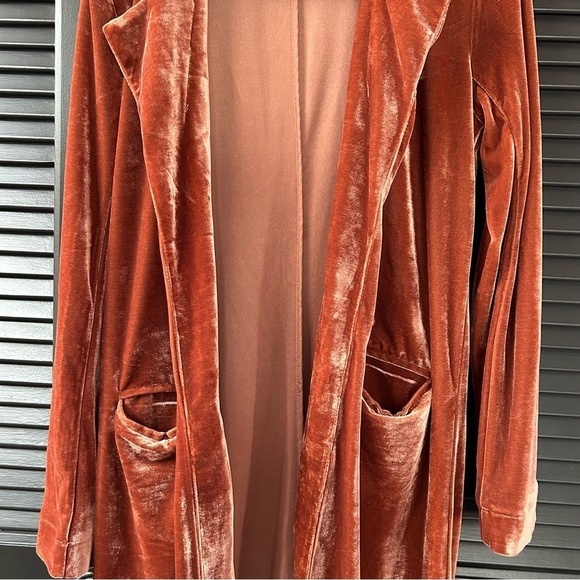 Forever 21 Women’s Lush Rust Velvet Long Coat, Perfect for the Holidays, Size Sm - Picture 4 of 12